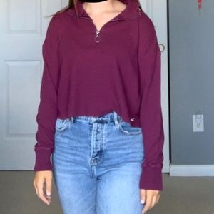 Cropped Maroon Quarter Zip